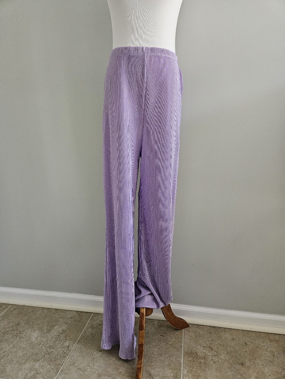 Hudson Gray | Lavender Wide-Leg Rib Pants